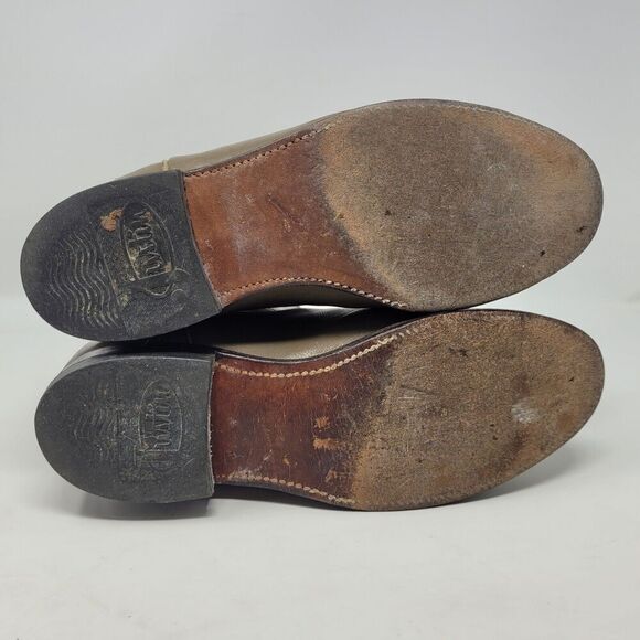 Justin Boots Mens 6C Gray Leather Western Cowboy Roper Ranch Rodeo - Picture 9 of 10